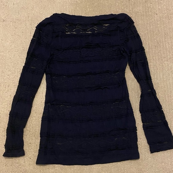 Women’s sheer dark blue long sleeve top - Picture 2 of 2